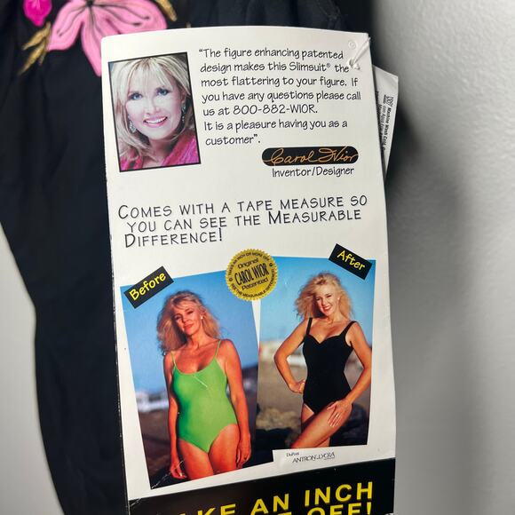 Carol Wior Swimsuit Women 14 One Piece Hawaii Flower Sheer Top Underwire VTG NWT - Picture 9 of 10